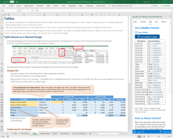 slideshow of template sample content created for the Excel-to-Word Add-in