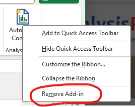 remove the add-in