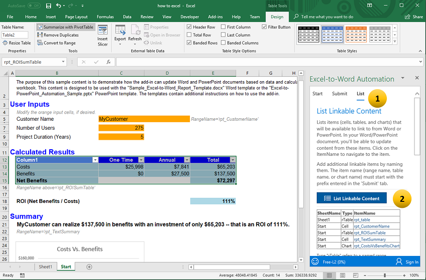 Excel screenshot showing the steps to check your links in Excel